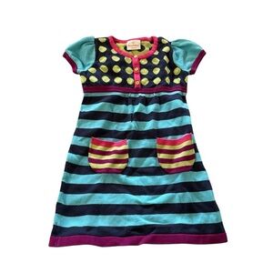 Hanna Andersson Blue Black Puff Sleeve Sundress